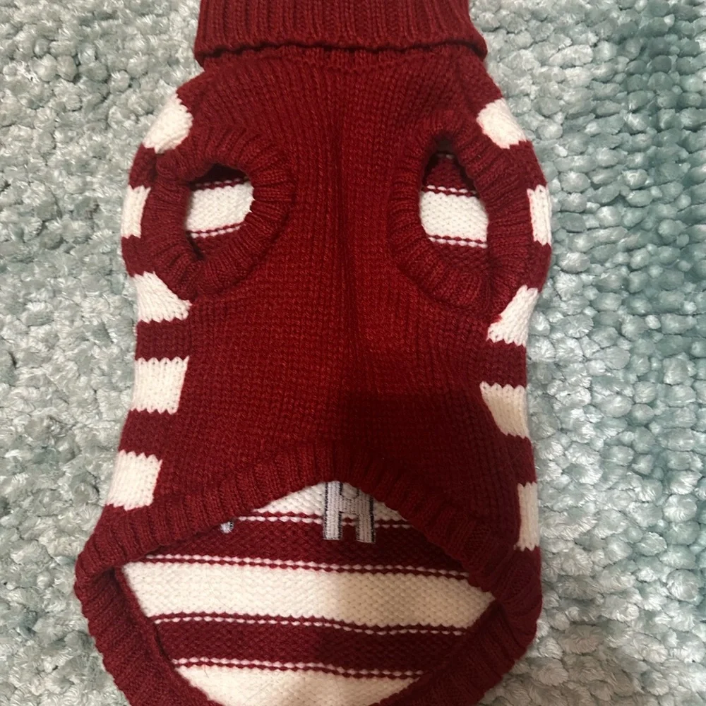 Holiday Striped Red & White Knit Pet Sweater - Ho! Ho! Ho!